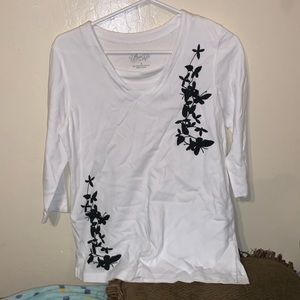 Ultra Softs Floral Black and White Blouse
